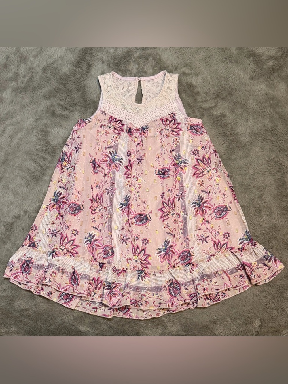 NWOT - Chenault Girl Kids’ Purple & Gold Sleeveless Floral Dress, Size - 4